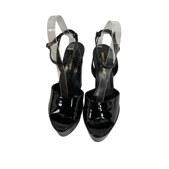 Saint Laurent Black Leather Sexy Tanouk Sandal Size 7 - Picture 2 of 5